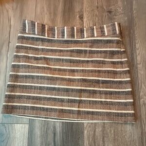 Theory Brown and Tan Striped Midi Skirt